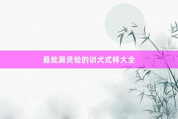 最纰漏灵验的训犬式样大全